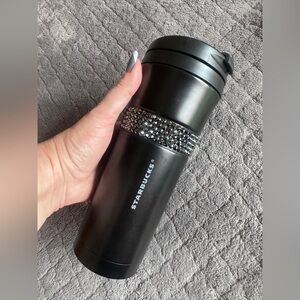Original Starbucks 2015 Swarovski Crystal 16oz Matte Black Tumbler.
